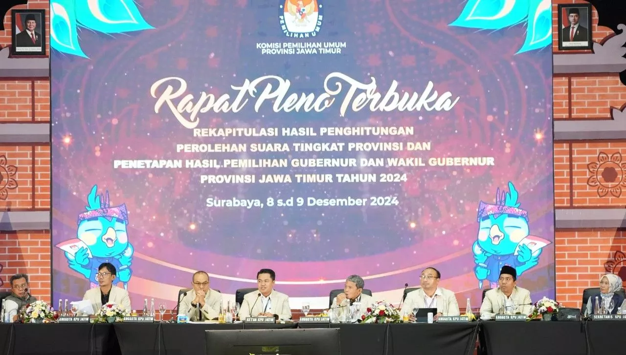 Kelar. KPU Jatim Gelar Rapat Pleno Rekapitulasi Pilgub Jatim 2024